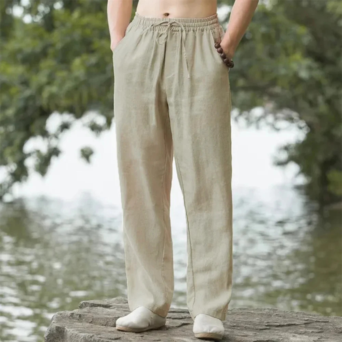 Kenzo | Soft Linen Loose Fit Casual Trousers