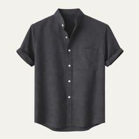Kenneth | Solid Colour Linen Short Sleeve Button Up Shirt