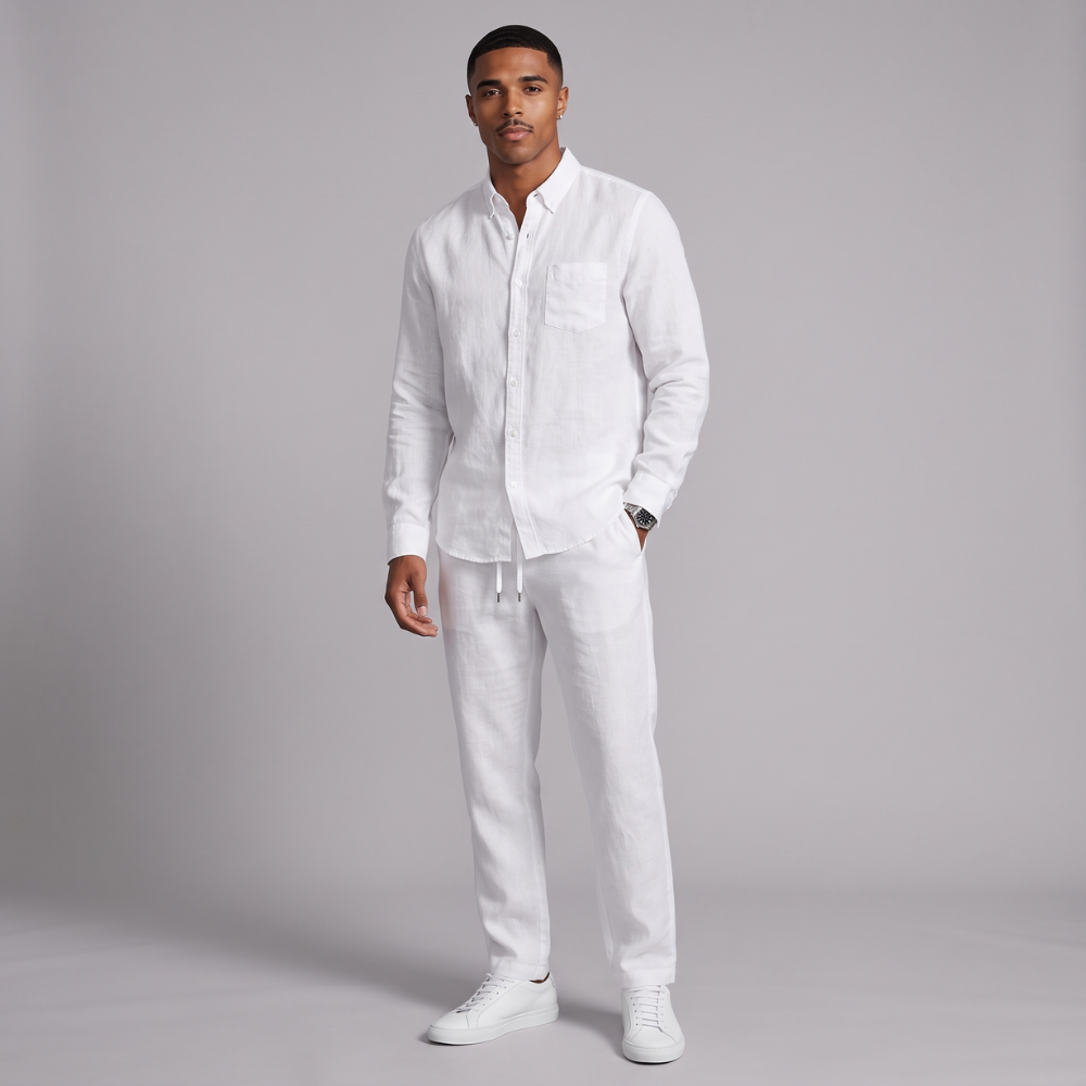 Victor | Linen Blend Shirt and Trousers Two Piece Set