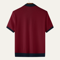 Talbot polo shirt collar and placket detail
