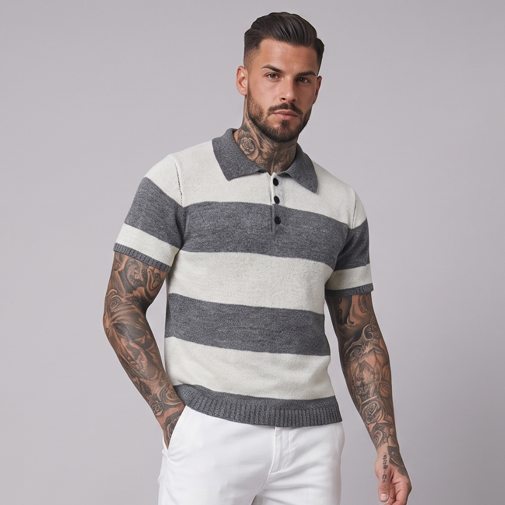 Bert | Men's Short Sleeve Knitted Polo Shirt Breathable Top