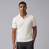 Ambrose | Men's Ribbed Knitted Short Sleeve V-Neck Polo