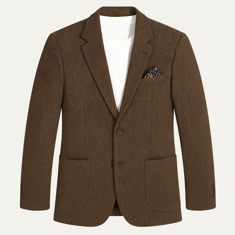 August | Men's Herringbone Wool Tweed Blazer