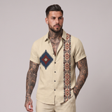 Jovan | Patterned Retro Cotton Linen Summer Shirt
