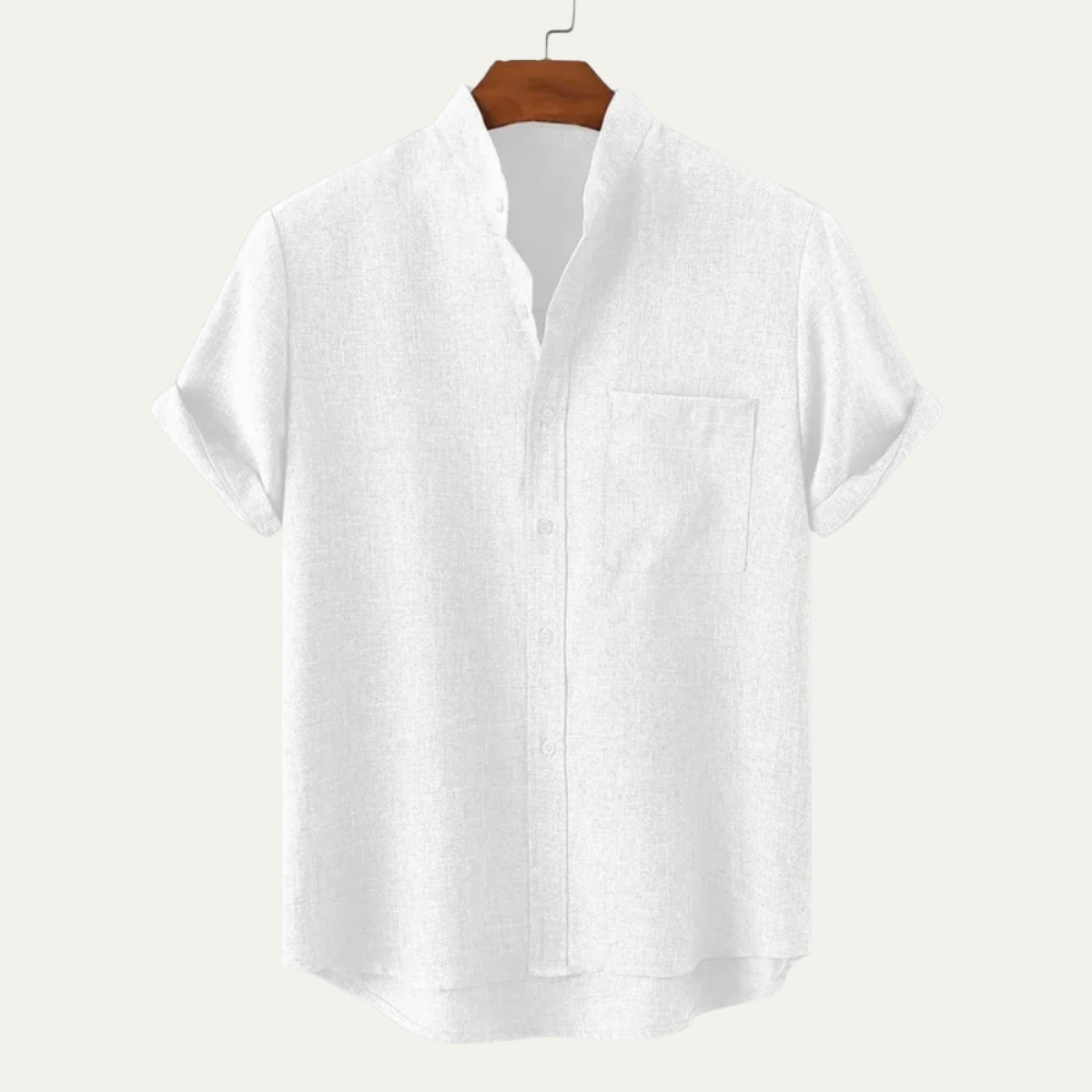 Kenneth | Solid Colour Linen Short Sleeve Button Up Shirt