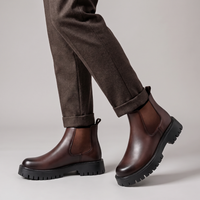 Ansel | Men's British Style Platform Leather Ankle Chelsea Boots
