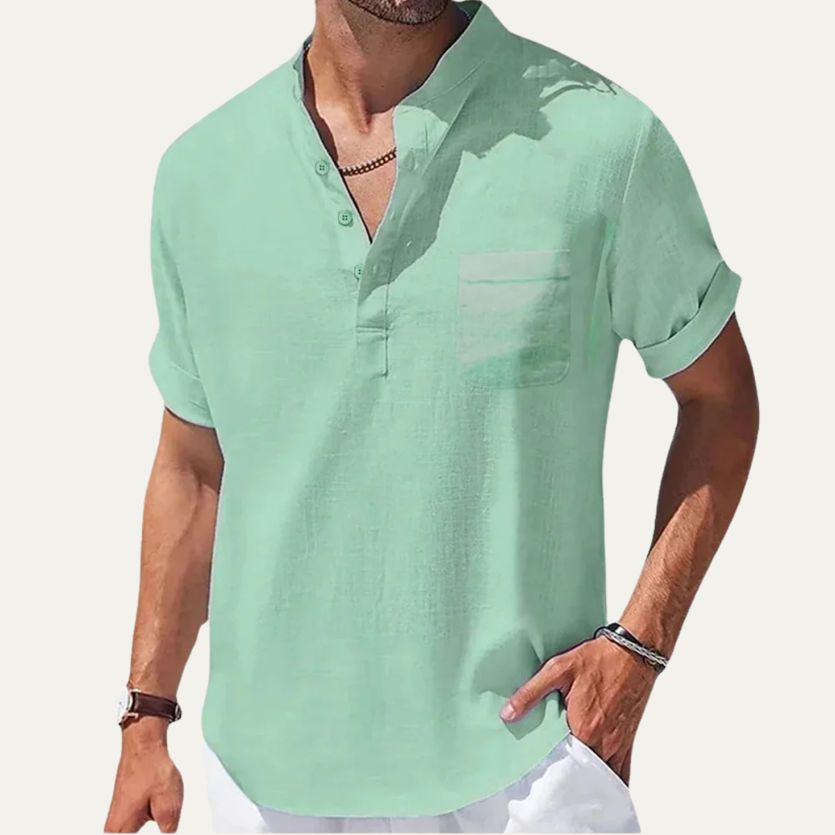 Damon henley shirt Light Green