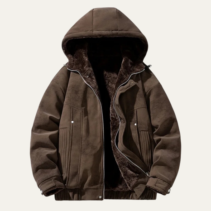 Dashiell men's sherpa lined puffer jacket in Brown