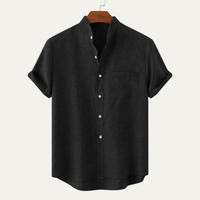Kenneth | Solid Colour Linen Short Sleeve Button Up Shirt