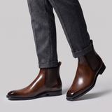 Angus | Men's Sleek Slip On Leather Ankle Dress Boots