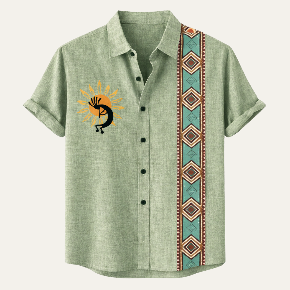 Josiah | Patterned Vintage Cotton Linen Summer Shirt