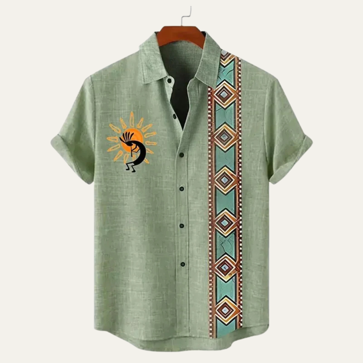 Josiah | Patterned Vintage Cotton Linen Summer Shirt