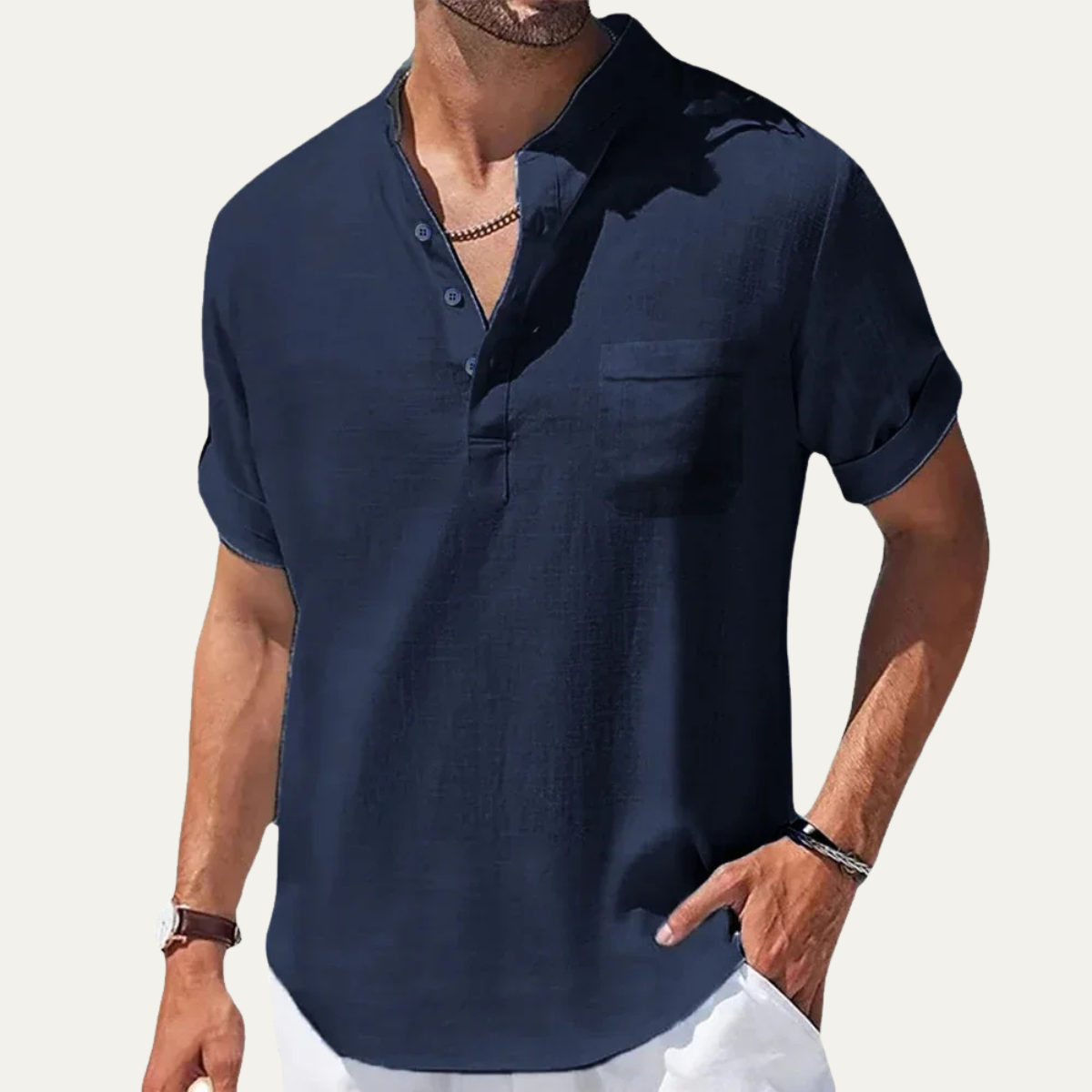 Damon henley shirt Navy Blue