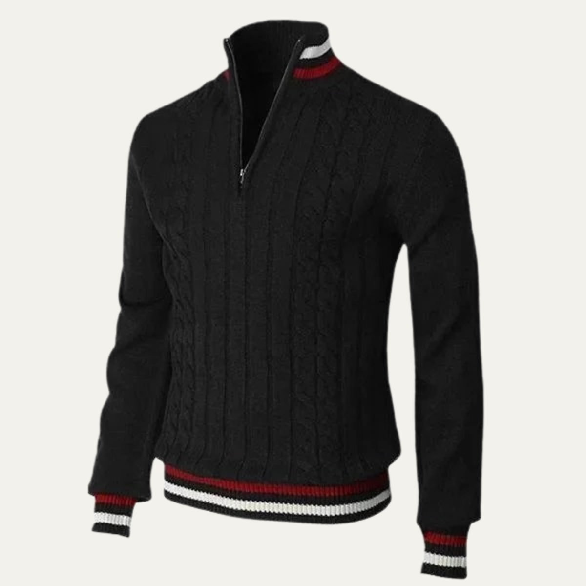 Fletcher | Half Zip Knit Jumper with Stripe Trim