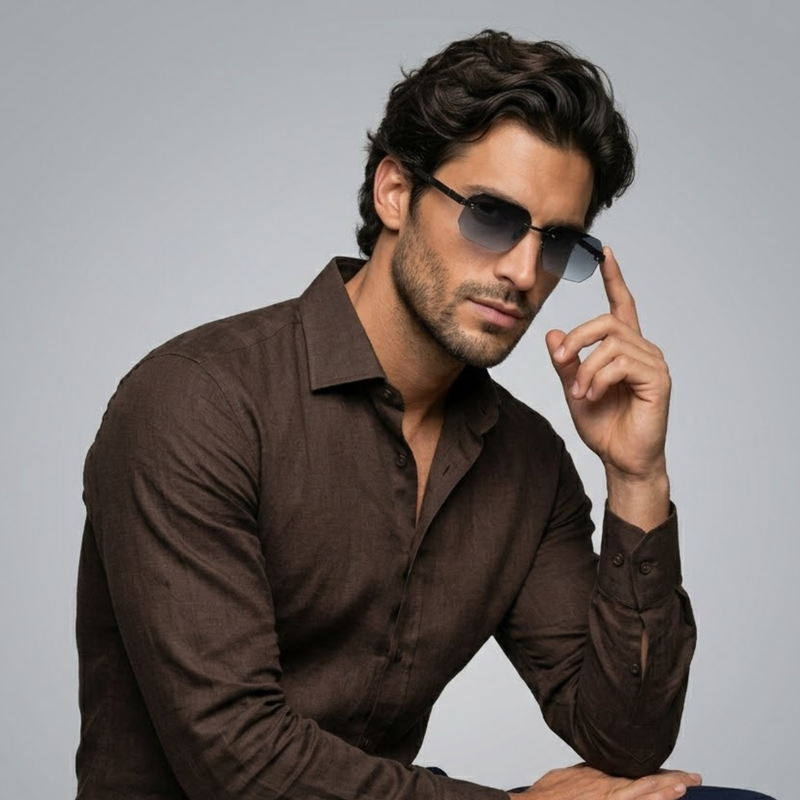 George | Vintage Rimless Sunglasses with UV Protection