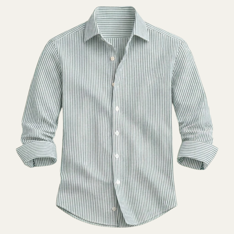 Carson | Men's Smart Classic Striped Linen Look Shirt