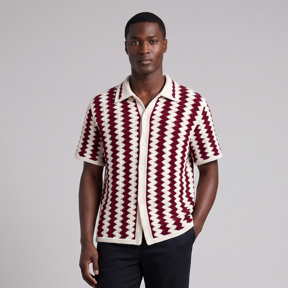 Emerson | Casual Crochet Knit Polo Shirt