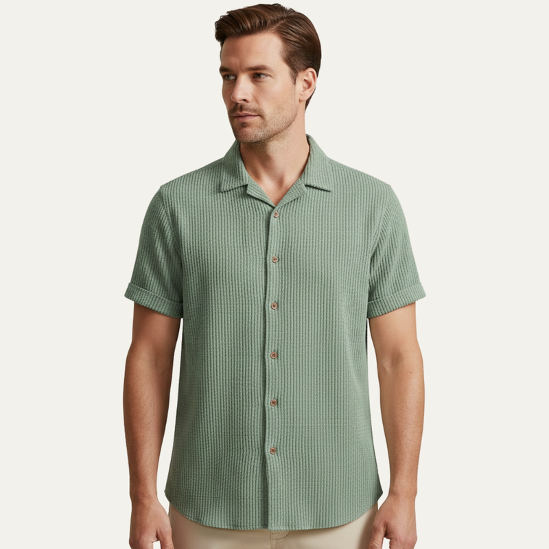 Oliver | Waffle Knit Short Sleeve Button-Up Shirt