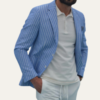 Davis striped linen blend blazer Blue
