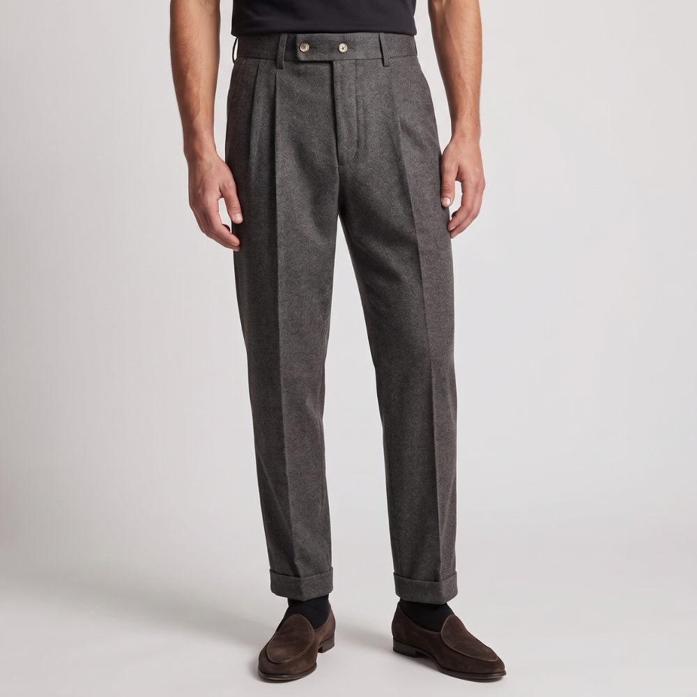 Hewitt | Men's High Waisted Pleated Straight Leg Dress Trousers