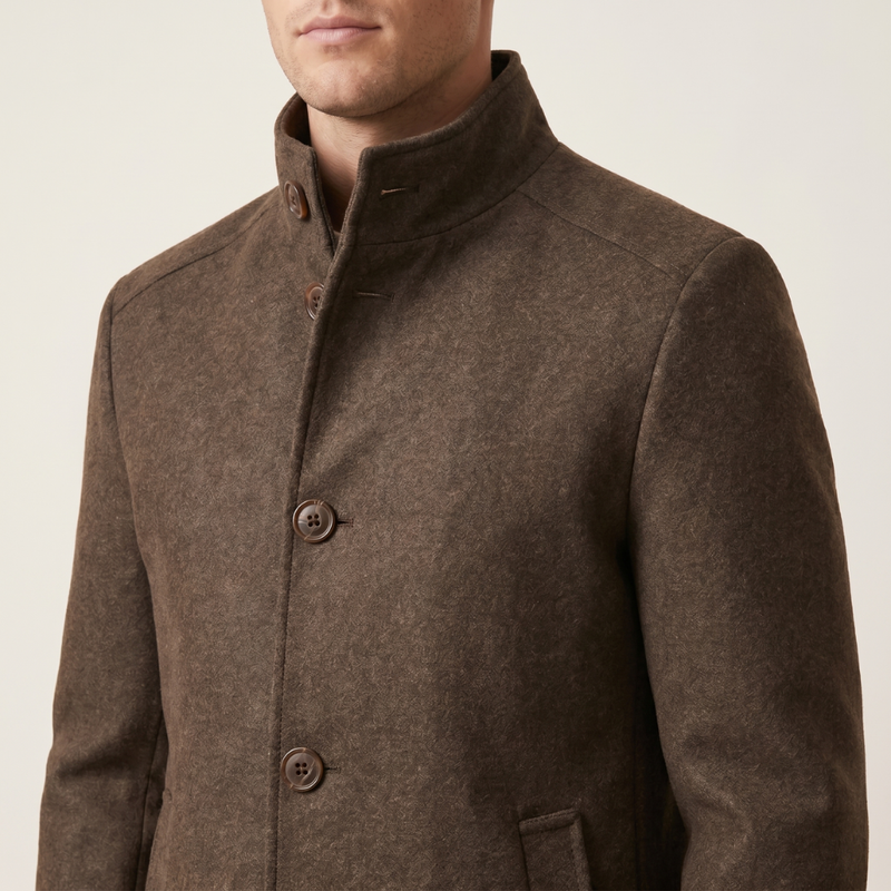 Egerton overcoat styling detail, third view