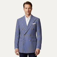 Luca | Notch Lapel Striped Double Breasted Blazer