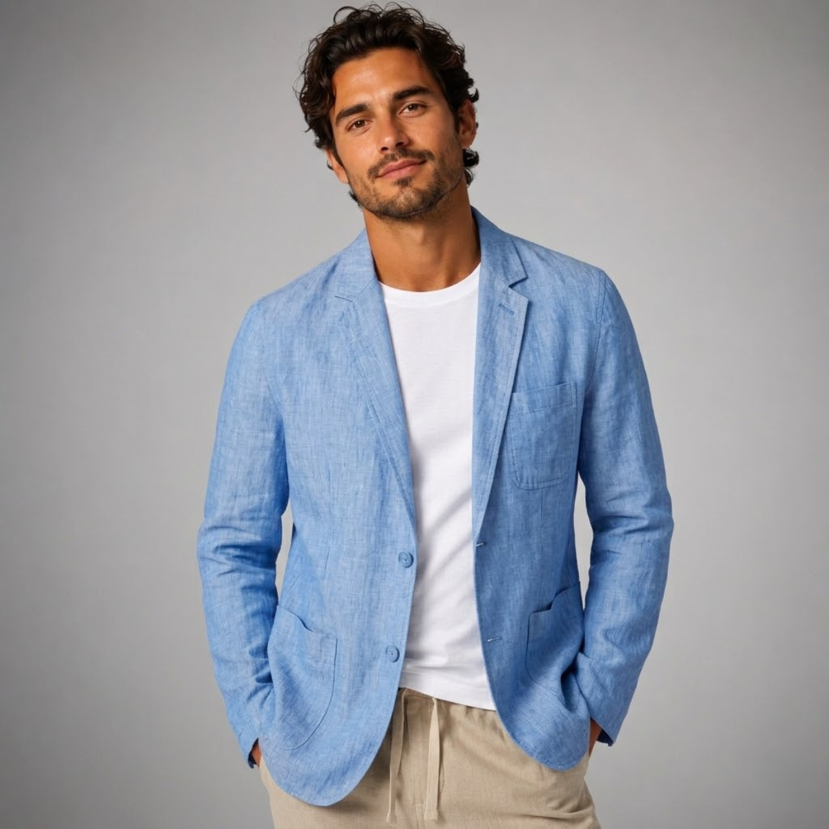 Maximilian summer linen blazer Blue