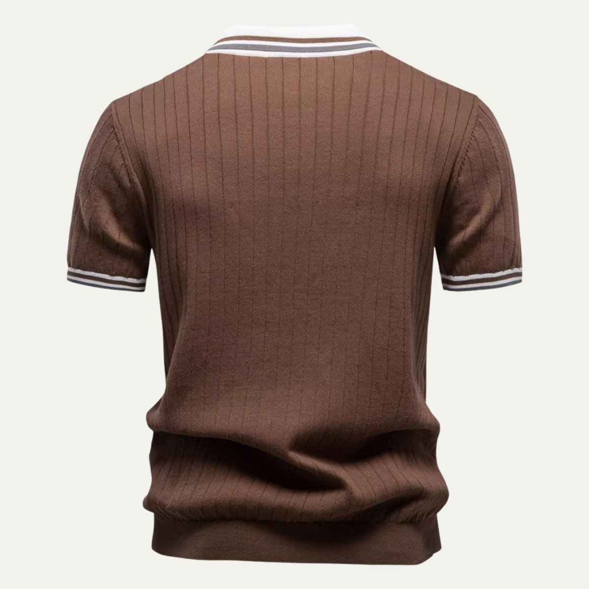 Heath | Ribbed Knit Short Sleeve Polo Shirt
