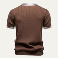 Heath | Ribbed Knit Short Sleeve Polo Shirt
