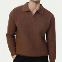 Enzo | Men's Knitted Long Sleeve Open Collar Polo Jumper