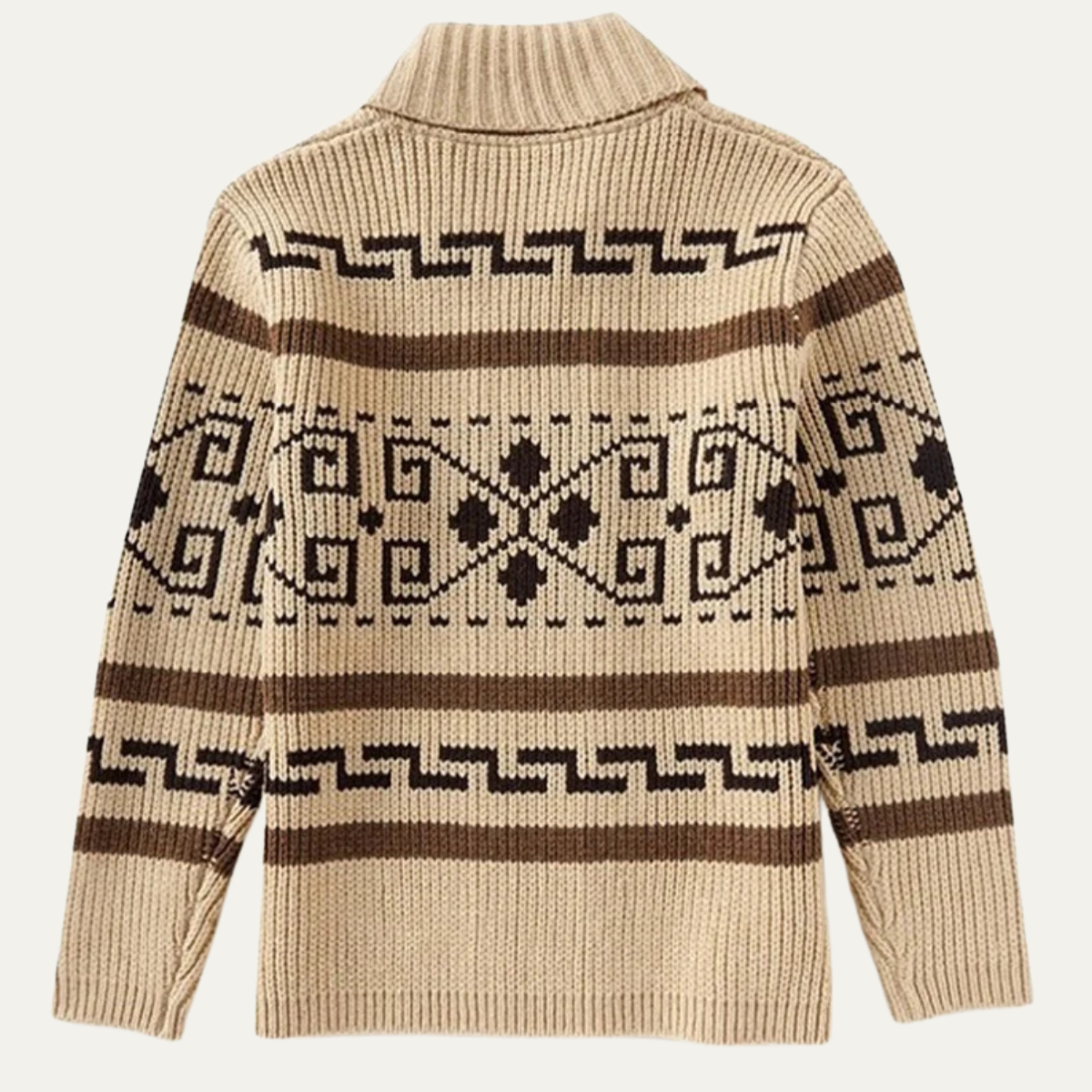Marlon | Button Up Jacquard Knit Shawl Collar Cardigan