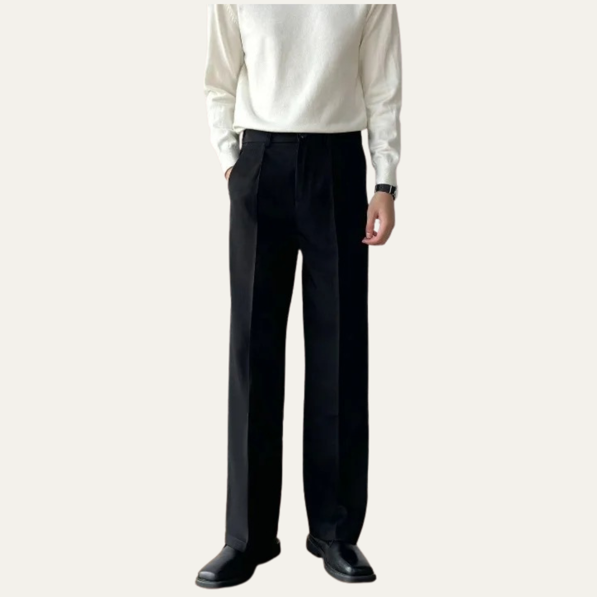 Griffith pleated wide leg dress trousers in Black