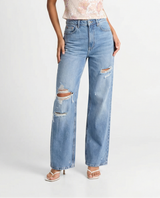 Abigail | High Waist Wide Leg Distressed Jeans
