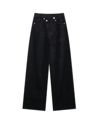Demi | Wide Leg Jeans Dark Blue Indigo High Waisted Contrast Stitch