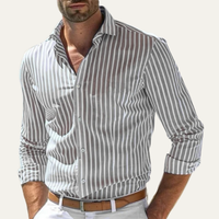 Benson | Men's Casual Smart Fit Striped Linen Shirt