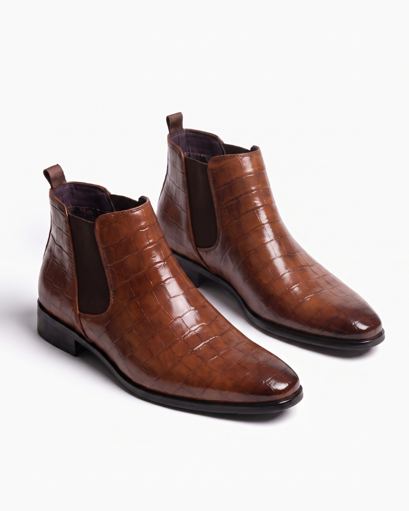 Sylvie | Croc Embossed Chelsea Boots