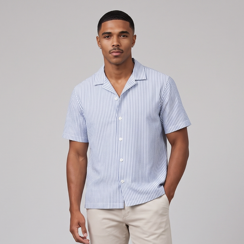 Karl | Lightweight Striped Short Sleeve Button Up Summer Shirt