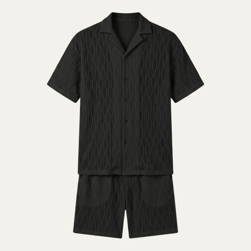 Bennett | Men's Textured Knit Co Ord Shirt and Shorts Set