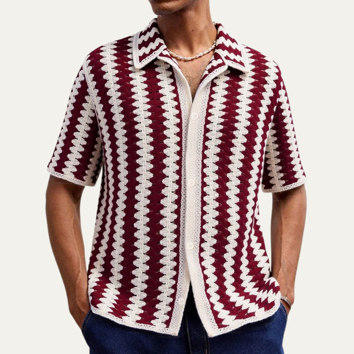 Emerson | Casual Crochet Knit Polo Shirt