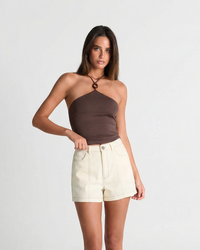 Beatrice | white denim shorts