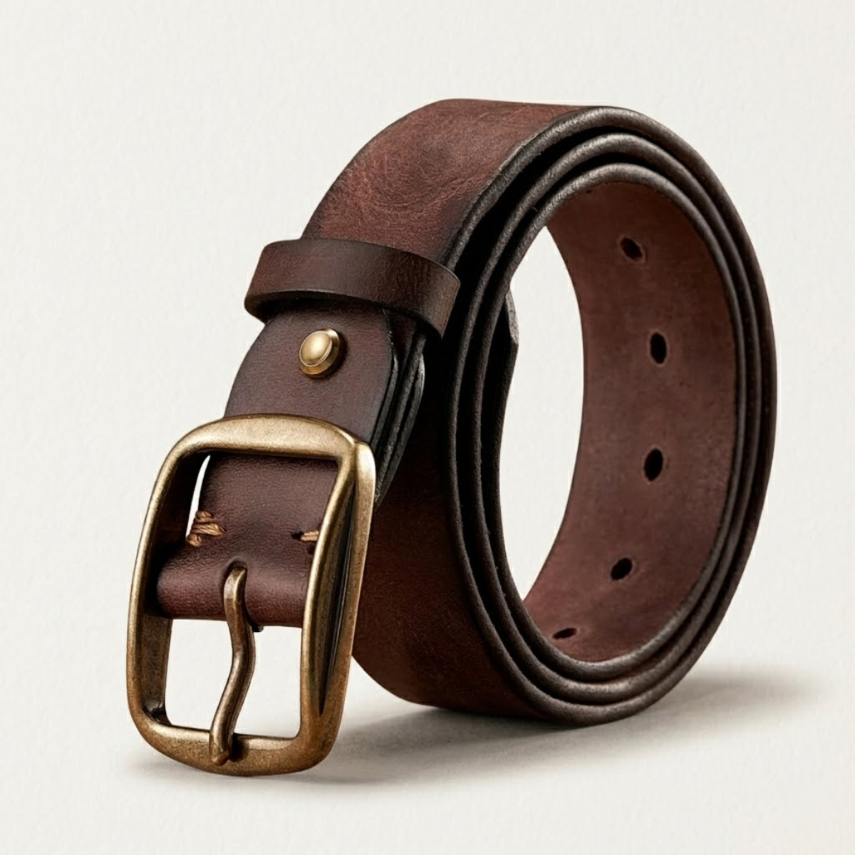 Elton | Thick Cowhide Leather Belt with Metal Pin Buckle