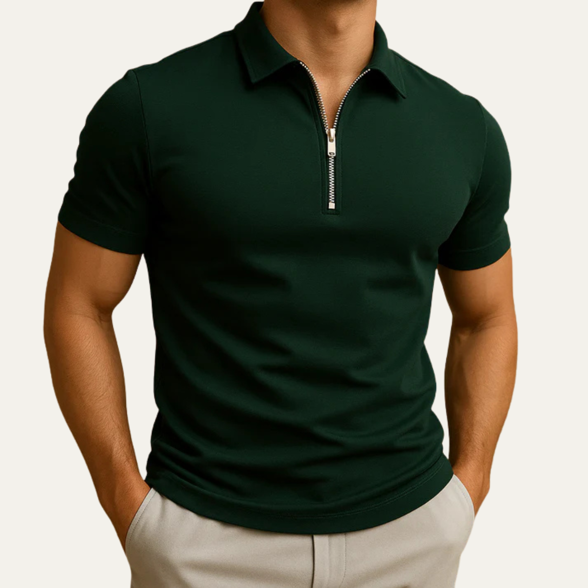 Corbin zip polo Dark Green
