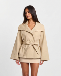 Rhea | Elegant Belted Blazer Jacket Cream Long Sleeve