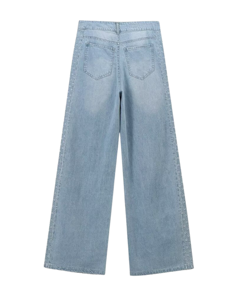 Stella | Wide Leg Studded Jeans