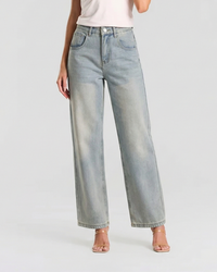Mira | Wide Leg Jeans Light Blue High Waisted Vintage Faded