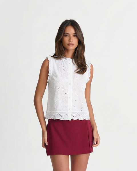 Ruby | White Broderie Anglaise Lace Top