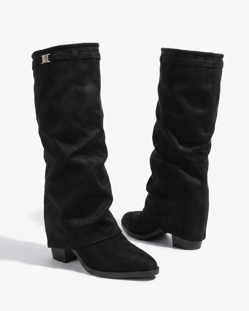 Odette | Mid Calf Slouch Block Heel Boots