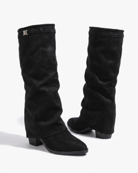 Odette | Mid Calf Slouch Block Heel Boots