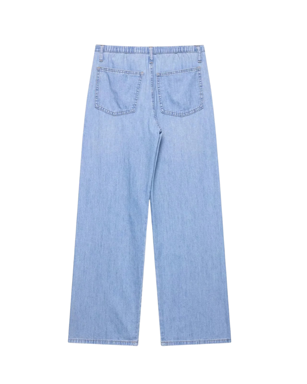 Camille | Summer Wide Leg Jeans Light Blue Drawstring High Waisted