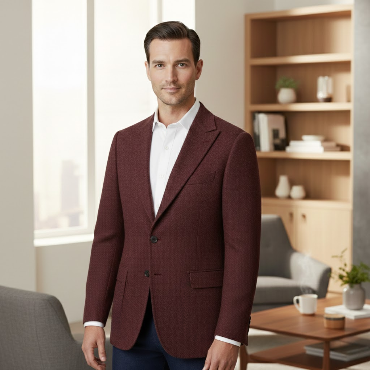 Logan | Tailored Tweed Fishbone Blazer Jacket